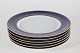 Royal CopenhagenSet of six large plates with dark blue rim