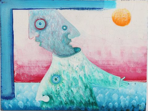 Stig Weye HansenLille maleri"Morgen ved havet"