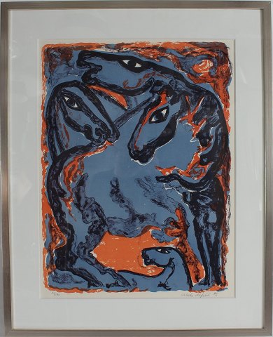 Vibeke Alfelt3 hesteLitografi i farver 114/180