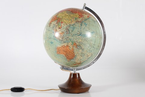 Vintage globeWooden stand with light inside